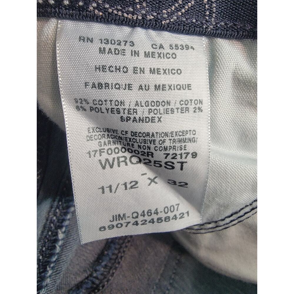 Wrangler Q-Baby Jeans Womens Junior Sz 11/12 Dark Wash Straight Wide Leg WRQ25 - Picture 5 of 8